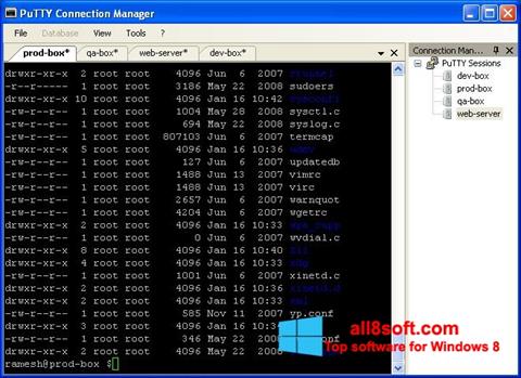 Posnetek zaslona PuTTY Connection Manager Windows 8