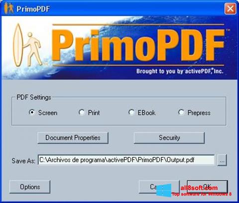 Posnetek zaslona PrimoPDF Windows 8