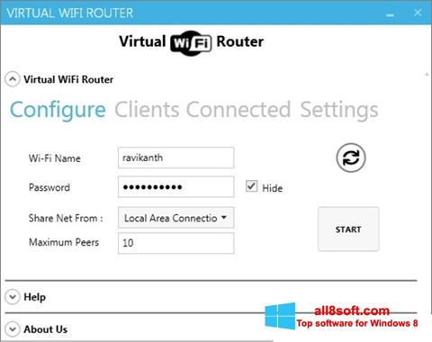 Posnetek zaslona Virtual WiFi Router Windows 8