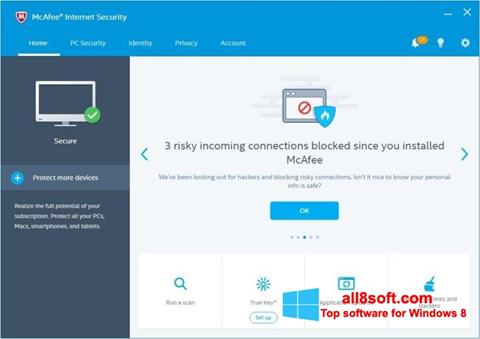 Posnetek zaslona McAfee Internet Security Windows 8