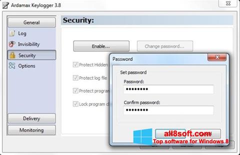 Posnetek zaslona Ardamax Keylogger Windows 8
