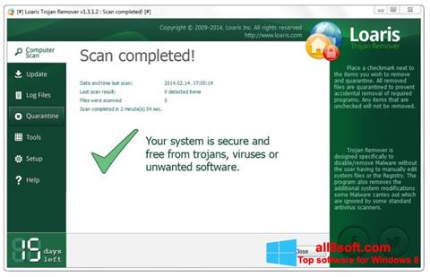 Posnetek zaslona Loaris Trojan Remover Windows 8