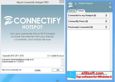 Posnetek zaslona Connectify Hotspot Windows 8