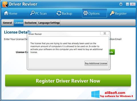 Posnetek zaslona Driver Reviver Windows 8