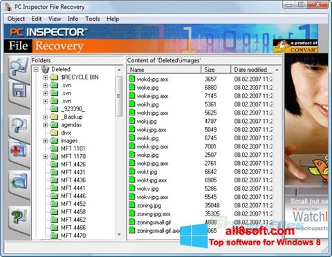 Posnetek zaslona PC Inspector File Recovery Windows 8