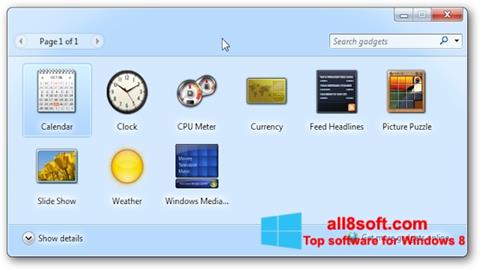 Posnetek zaslona 8GadgetPack Windows 8