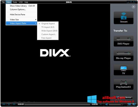Posnetek zaslona DivX Player Windows 8
