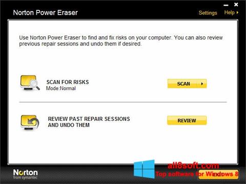 Posnetek zaslona Norton Power Eraser Windows 8