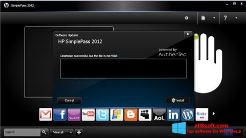 Posnetek zaslona HP SimplePass Windows 8