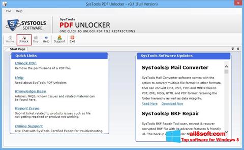 Posnetek zaslona PDF Unlocker Windows 8