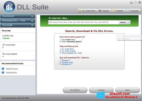 Posnetek zaslona DLL Suite Windows 8