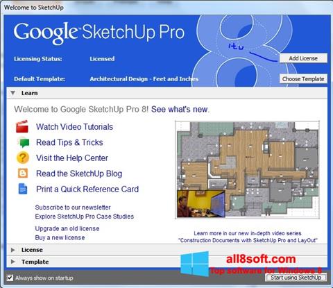 Posnetek zaslona Google SketchUp Pro Windows 8
