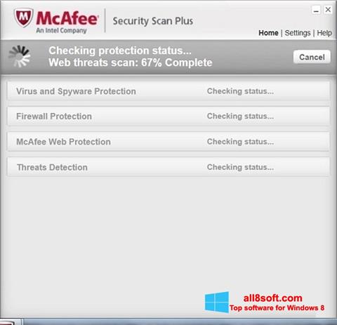Posnetek zaslona McAfee Security Scan Plus Windows 8