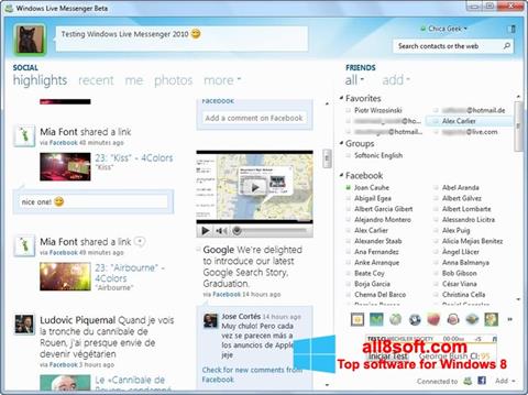 Posnetek zaslona Windows Live Messenger Windows 8
