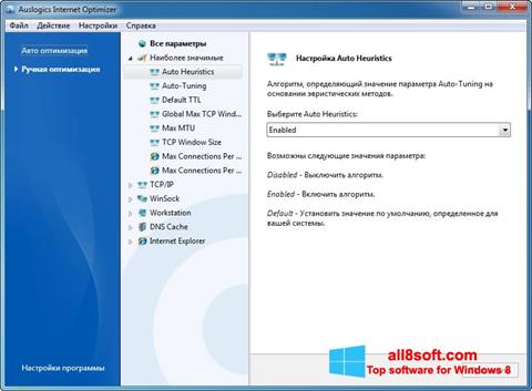 Posnetek zaslona Auslogics Internet Optimizer Windows 8