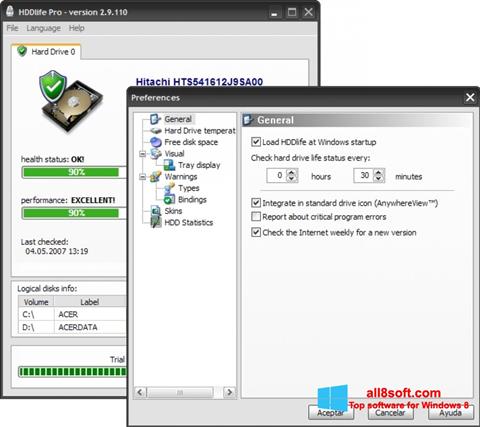 Posnetek zaslona HDDlife Windows 8