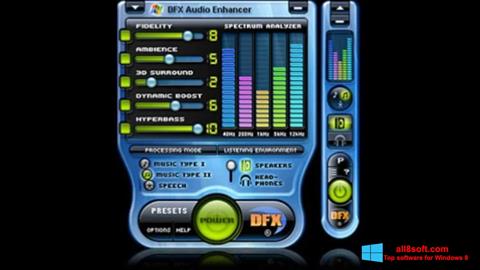 Posnetek zaslona DFX Audio Enhancer Windows 8