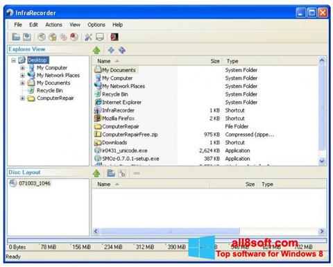 Posnetek zaslona InfraRecorder Windows 8