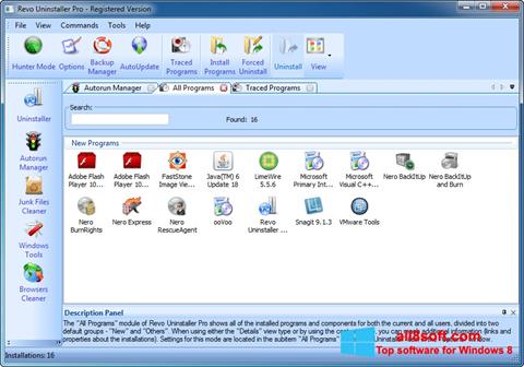 Posnetek zaslona Revo Uninstaller Windows 8