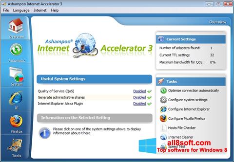 Posnetek zaslona Ashampoo Internet Accelerator Windows 8