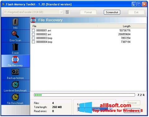 Posnetek zaslona Flash Memory Toolkit Windows 8