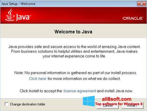 Posnetek zaslona Java Runtime Environment Windows 8