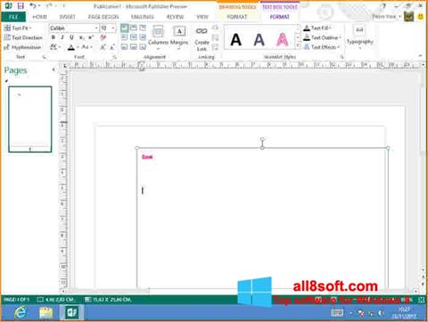 Posnetek zaslona Microsoft Publisher Windows 8