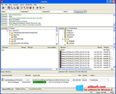 Posnetek zaslona FileZilla Server Windows 8