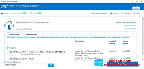 Posnetek zaslona Intel Driver Update Utility Windows 8