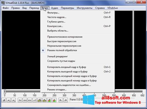 Posnetek zaslona VirtualDub Windows 8