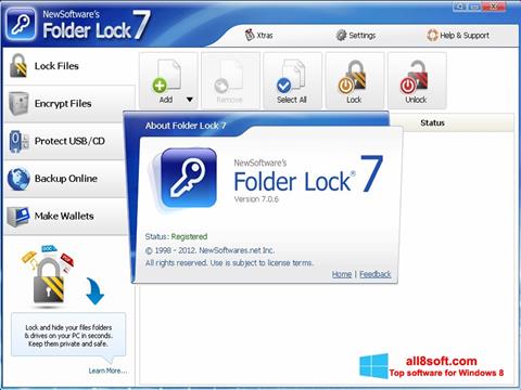 Posnetek zaslona Folder Lock Windows 8